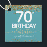 70th Birthday Gold Elegant Script Favour Tags<br><div class="desc">Lovely faux foil border with shimmering confetti highlights on the top and bottom border. All text is adjustable and easy to change for your own party needs. Great elegant 70th birthday template design.</div>