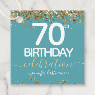 70th Birthday Gold Elegant Script Favour Tags