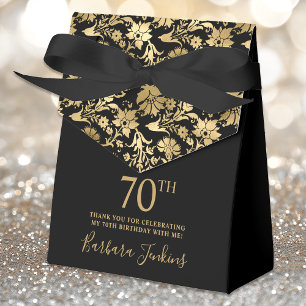 70th Birthday Gold Floral Thank You  Favour Box