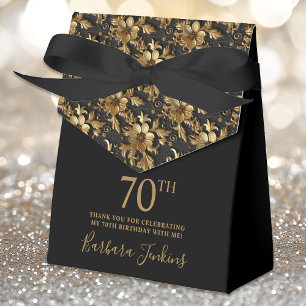 70th Birthday Gold Floral Thank You  Favour Box