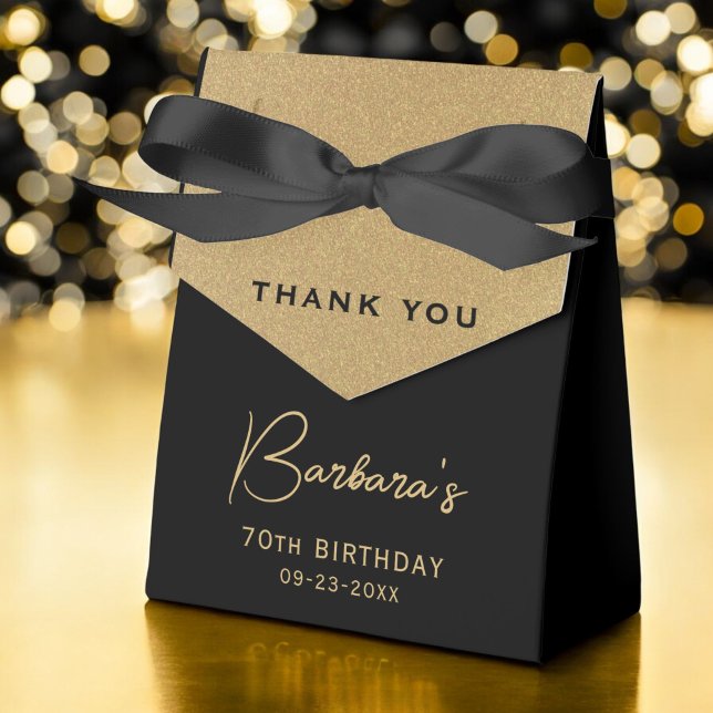 70th Birthday Gold Foil Monogram Script Thank You Favour Box (Creator Uploaded)