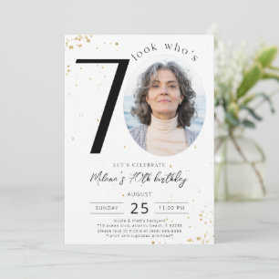 70th Birthday Gold Invitation with Photo