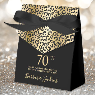 70th Birthday Gold Leopard Print Thank You  Favour Box