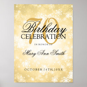 70th Birthday Gold Winter Wonderland Poster
