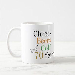 70th Birthday Golf Cheers Beers Minimal Coffee Mug