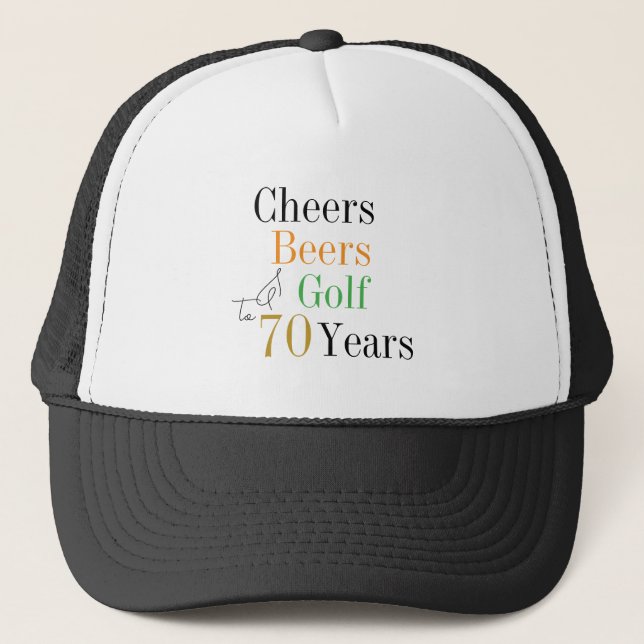 70th Birthday Golf Cheers Beers Minimal Trucker Hat (Front)