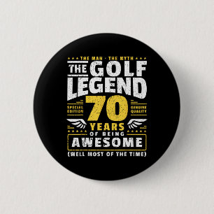 70th Birthday Golf Player 70 Years Old Golfer 6 Cm Round Badge