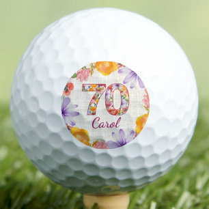 70th Birthday Golfer Gift Elegant Floral Custom Golf Balls