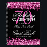 70th Birthday Guestbook Party Sparkles Pink Notebook<br><div class="desc">An elegant and sophisticated 70th (seventieth) Birthday Guest Book template with Party Sparkles Pink design (featuring lights,  string and sparkles) with easy to customise text.</div>