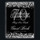 70th Birthday Guestbook Party Sparkles Silver Notebook<br><div class="desc">An elegant and sophisticated 70th (seventieth) Birthday Guest Book template with Party Sparkles Silver design (featuring lights,  string and sparkles) with easy to customise text.</div>