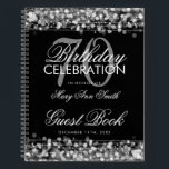 70th Birthday Guestbook Party Sparkles Silver Notebook<br><div class="desc">An elegant and sophisticated 70th (seventieth) Birthday Guest Book template with Party Sparkles Silver design (featuring lights,  string and sparkles) with easy to customise text.</div>