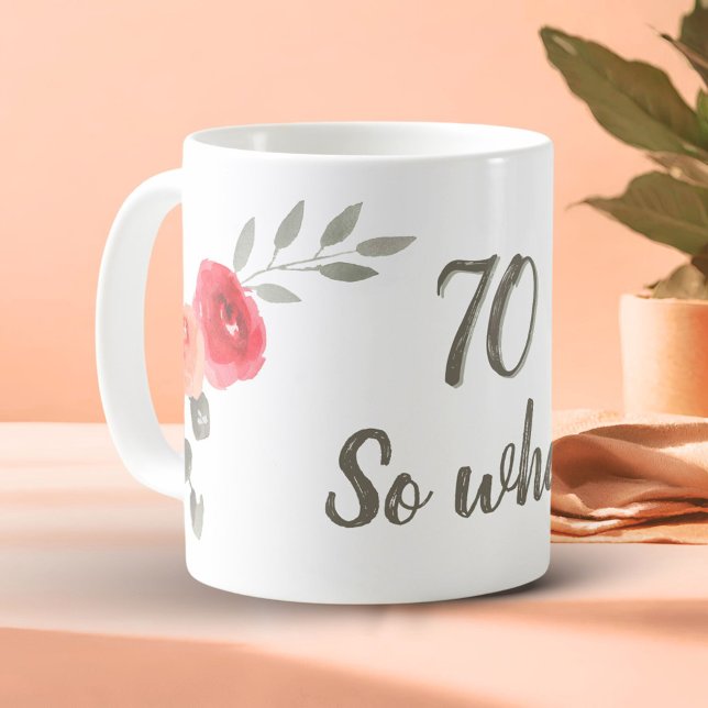 70th Birthday Inspirational Watercolor Floral Coffee Mug (Creator Uploaded)