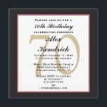 70th Birthday Invitation<br><div class="desc">This classy formal design features a black border with a thin red border, as well as a watermark in the background for the age. If you like the style of this invite but need a different colour scheme please message me. To change the font style, size or colour, click on...</div>