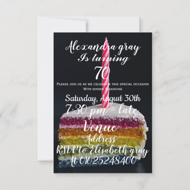 70th birthday invitation (Back)