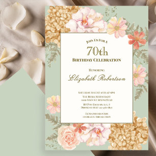 70th Birthday Invitation Autumn Colours Floral Sag