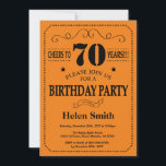 70th Birthday Invitation Black and Orange<br><div class="desc">70th Birthday Invitation Black and Orange Typography. Black and Orange Background. Adult Birthday. Male Men or Women Birthday. Kids Boy or Girl Lady Teen Teenage Bday Invite. 13th 15th 16th 18th 20th 21st 30th 40th 50th 60th 70th 80th 90th 100th. Any Age. For further customisation, please click the "Customise it"...</div>