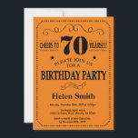 70th Birthday Invitation Black and Orange<br><div class="desc">70th Birthday Invitation Black and Orange Typography. Black and Orange Background. Adult Birthday. Male Men or Women Birthday. Kids Boy or Girl Lady Teen Teenage Bday Invite. 13th 15th 16th 18th 20th 21st 30th 40th 50th 60th 70th 80th 90th 100th. Any Age. For further customisation, please click the "Customise it"...</div>