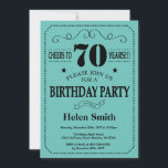 70th Birthday Invitation Black and Teal<br><div class="desc">70th Birthday Invitation Black and Teal Typography. Black and Teal Aqua Turquoise Background. Adult Birthday. Male Men or Women Birthday. Kids Boy or Girl Lady Teen Teenage Bday Invite. 13th 15th 16th 18th 20th 21st 30th 40th 50th 60th 70th 80th 90th 100th. Any Age. For further customisation, please click the...</div>