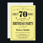 70th Birthday Invitation Black and Yellow<br><div class="desc">70th Birthday Invitation Black and Yellow Typography. Black and Yellow Background. Adult Birthday. Male Men or Women Birthday. Kids Boy or Girl Lady Teen Teenage Bday Invite. 13th 15th 16th 18th 20th 21st 30th 40th 50th 60th 70th 80th 90th 100th. Any Age. For further customisation, please click the "Customise it"...</div>
