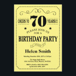 70th Birthday Invitation Black and Yellow<br><div class="desc">70th Birthday Invitation Black and Yellow Typography. Black and Yellow Background. Adult Birthday. Male Men or Women Birthday. Kids Boy or Girl Lady Teen Teenage Bday Invite. 13th 15th 16th 18th 20th 21st 30th 40th 50th 60th 70th 80th 90th 100th. Any Age. For further customisation, please click the "Customise it"...</div>