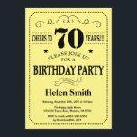 70th Birthday Invitation Black and Yellow<br><div class="desc">70th Birthday Invitation Black and Yellow Typography. Black and Yellow Background. Adult Birthday. Male Men or Women Birthday. Kids Boy or Girl Lady Teen Teenage Bday Invite. 13th 15th 16th 18th 20th 21st 30th 40th 50th 60th 70th 80th 90th 100th. Any Age. For further customisation, please click the "Customise it"...</div>