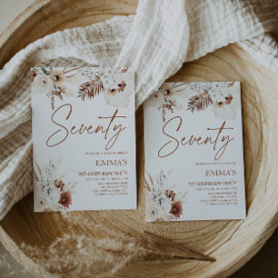 70th Birthday Invitation Boho Pampas 