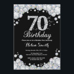 70th Birthday Invitation Chalkboard Silver Diamond<br><div class="desc">70th Birthday Invitation. Silver Rhinestone Diamond Chalkboard Background. Elegant Birthday Bash invite. Black and White. Adult Birthday. Women Birthday. Men Birthday. For further customisation,  please click the "Customise it" button and use our design tool to modify this template.</div>