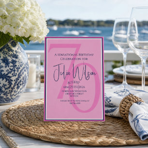 70th Birthday Invitation Elegant Pink & Navy