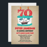 70th Birthday Invitation Funny Cake Casual Mens<br><div class="desc">A funny cartoon birthday cake 70th birthday invitation for a husband,  friend,  father or grandad or ladies,  too!</div>