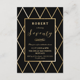 70th Birthday Invitation - Gold, Elegant, Small