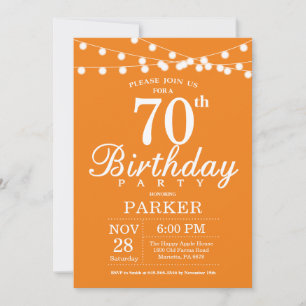 70th Birthday Invitation Orange