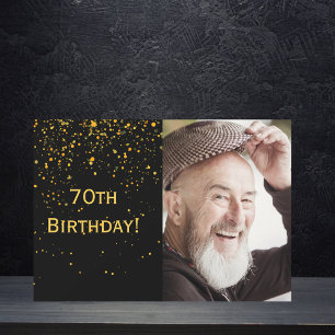 70th birthday invitation photo black for guys men