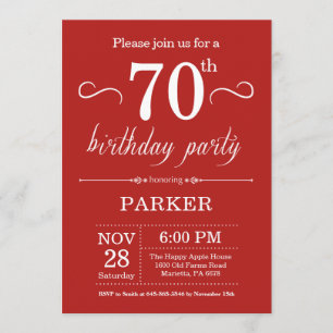 70th Birthday Invitation Red