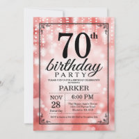 70th Birthday Invitation Red Glitter