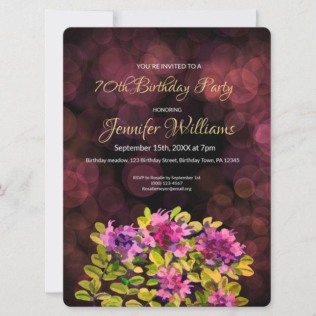 70th Birthday invitation thyme (Front)