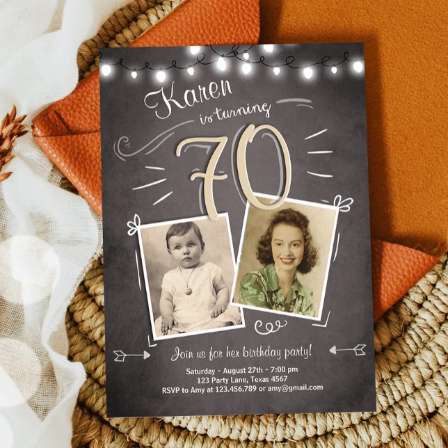 70th Birthday Invitation Vintage Seventy Birthday (Creator Uploaded)