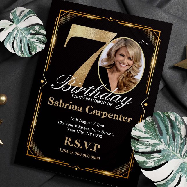 70th Birthday Invitation with photo (Creator Uploaded)