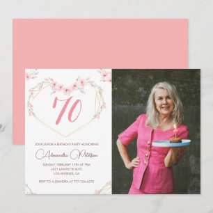 70th birthday invitations Boho Floral Photo