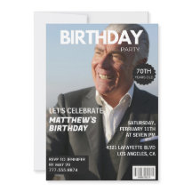 70th birthday invitations Men Him Magazine Cover