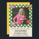 70th birthday invitations Retro Groovy Flowers<br><div class="desc">70th birthday invitations Retro Groovy Flowers vintage</div>