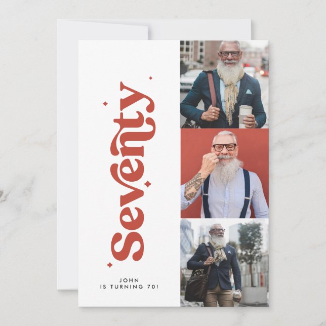 70th Birthday invite modern minimal simple photo (Front)