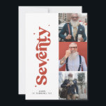 70th Birthday invite modern minimal simple photo<br><div class="desc">70th Birthday invite modern minimal simple retro black,  red and white multi photo typography design.</div>