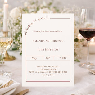 70th birthday ivory simple modern invitation