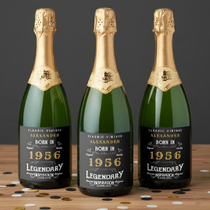 70th Birthday Legend Add Your Name 1956 Vintage Sparkling Wine Label