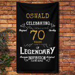 70th Birthday Legendary Black Gold Retro<br><div class="desc">A personalised 70th birthday classic party banner for that special birthday turning 70. Add the name to this vintage retro style black, white and gold design for a custom 70th birthday gift. Easily edit the name and year with the template provided. A wonderful custom black birthday gift. More gifts and...</div>