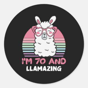 70th Birthday Llamazing Llama 70 Year Old Birthday Classic Round Sticker