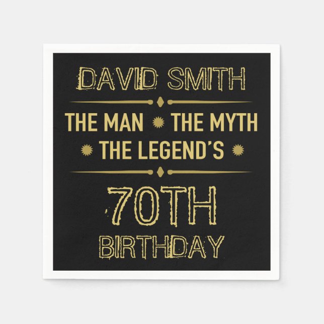 70th Birthday Man Myth Legend Napkin (Front)