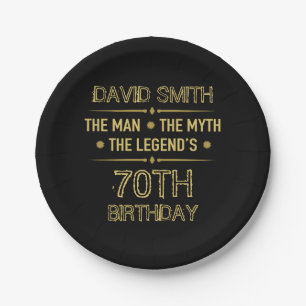 70th Birthday Man Myth Legend Paper Plate