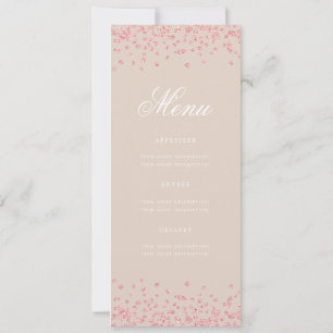 70th Birthday Menu Rose Gold Confetti Champagne Invitation