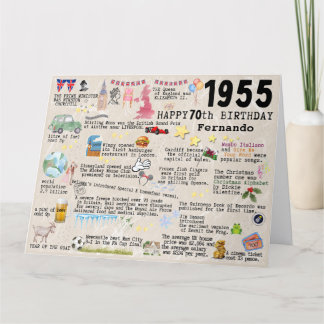 70th Birthday Milestone Birthday Card 1955 facts